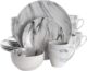 Elama Fine Marble Dinnerware Set — 16 Piece Stoneware, Service for 4
