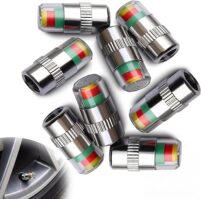 8Pcs 2.2Bar 32-to-35 PSI Car Tire Pressure Monitor Valve Stem Caps Sensor Indicator Easy to Read 3 Color Eye Alert