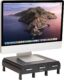 Mind Reader Monitor Stand with 3 Storage Drawers — Plastic Laptop Riser, 13.5 x 13 x 4 in, Black
