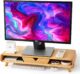 Homerays Bamboo Monitor Stand Riser with Drawer — Solid Bamboo, No Assembly, 150 lb