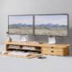 ROCDEER Bamboo Dual Monitor Stand — 39.3-Inch Monitor Riser with Drawers & Cable Management