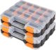 Jack Boss Double-Side Tool Box Organizer — Transparent Lid, 34 Compartments with Removable Dividers (Orange, 2-Pack)